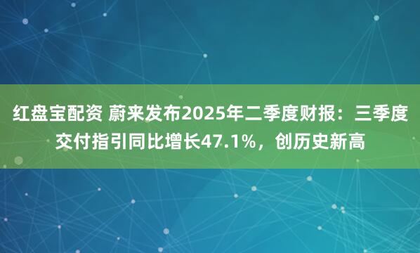 红盘宝配资 蔚来发布2025年二季度财报：三季度交付指引同比增长47.1%，创历史新高